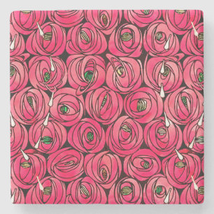 Porta-copo De Pedra Rosa Art Nouveau Rennie Macintosh Graphic