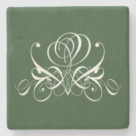 Porta-copo De Pedra Rosa Branco e Verde