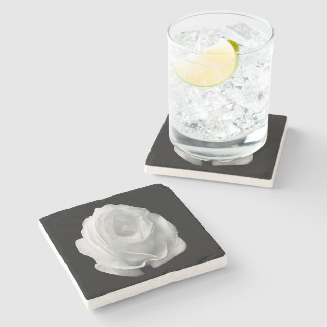 Porta-copo De Pedra rosa branco sobre fundo preto (Lateral)