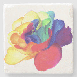 Porta-copo De Pedra Rosa pintado com arco-íris