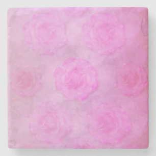 Porta-copo De Pedra Rosas de Aquarela de PINK