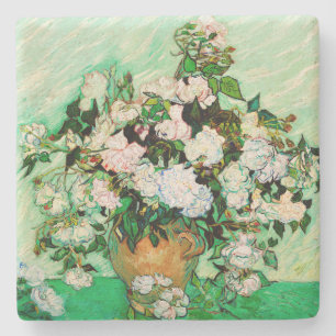 Porta-copo De Pedra Rosas de Vintage Vincent Van Gogh (1890)