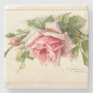 Porta-copo De Pedra Rosas Rosa Rosa Vintage Pálidas Pastel
