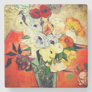 Porta-copo De Pedra Rosas Van Gogh e Anemones