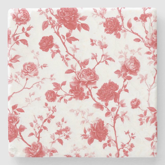 Porta-copo De Pedra Rosas Vermelhas Floral (Frente)