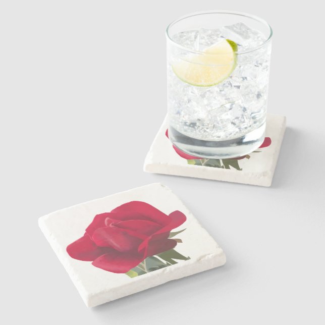 Porta-copo De Pedra Rose rouge - Red rose  (Lateral)