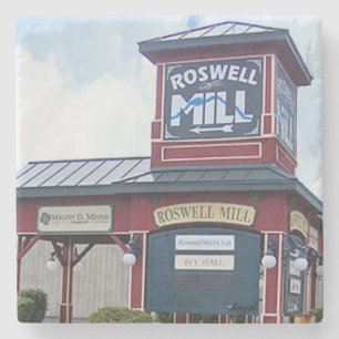 Porta-copo De Pedra Roswell Mill Sign, Roswell Georgia,