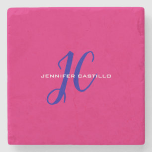 Porta-copo De Pedra Roteiro de Caligrafia Profissional Monograma Femin