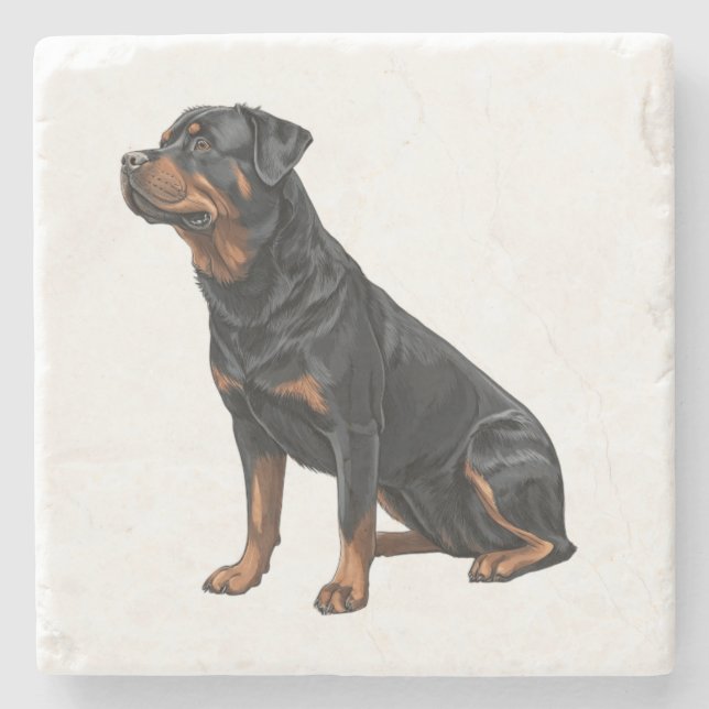 Porta-copo De Pedra Rottweiler (Frente)