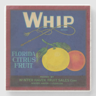 Porta-copo De Pedra Rótulo de Fruta de Citrus do Whip Vintage