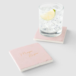 Porta-copo De Pedra Rótulo monograma minimalista rosa