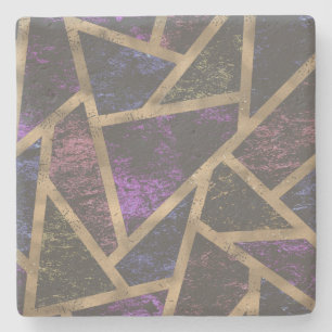 Porta-copo De Pedra Roxo e teste padrão de mosaico do ouro