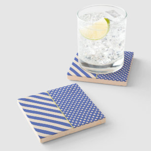 Porta-copo De Pedra Royal Blue Bolinhas and Stripes por ShirleyTaylor