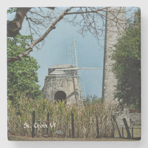 Porta-copo De Pedra RUA das Ilhas Virgens dos EUA. Croix Sugar Mill US