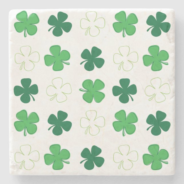 Porta-copo De Pedra Rua. Patrick Day Irish Green Shamrocks (Frente)