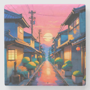 Porta-copo De Pedra Ruas Huges, Brilhos Quentes na Rua Japonesa