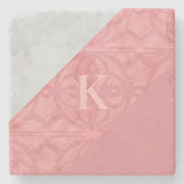 Porta-copo De Pedra Ruddy Pink Batik E Cinza Watercolor Letra