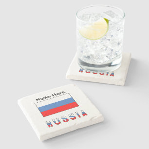 Porta-copo De Pedra Rússia Personalização Negra de Bandeira Russa