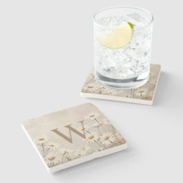 Porta-copo De Pedra Rustic Country Daisy Welcome