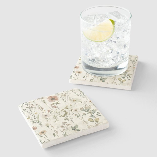 Porta-copo De Pedra Rustic Floral (Lateral)