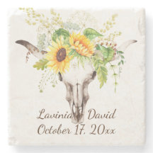 Rústica Vaca de Girassol Cavalo Crânio Buquê Monog