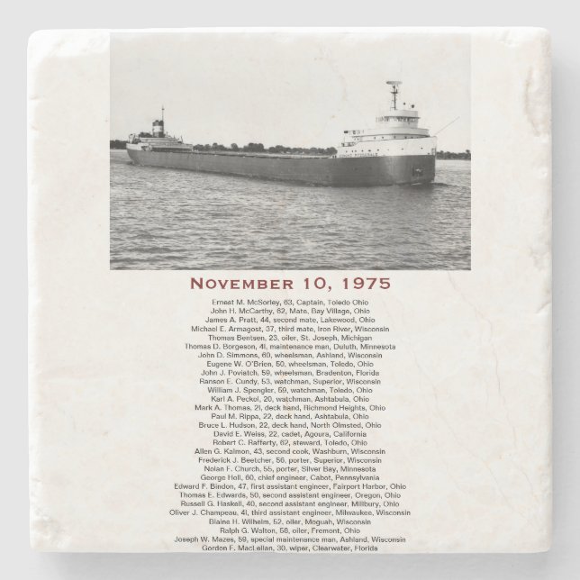 Porta-copo De Pedra S.S. Edmund Fitzgerald Stone Coaster (Frente)