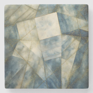 Porta-copo De Pedra Sage Olive Green Dourado Geométrico Abstrato natur