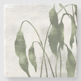 Porta-copo De Pedra Sage Olive Green Painterly Botanical Art 03