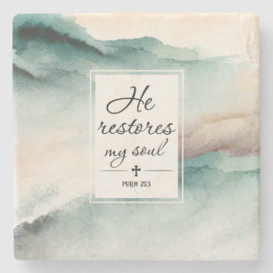 Porta-copo De Pedra Salm 23"4 Ele Restaura Minha Cruz De Alma