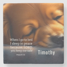 Porta-copo De Pedra Salmo de Bíblia de Puppy Cortado 4:8 Porta copos d