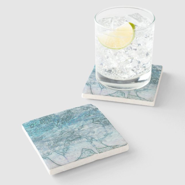 Porta-copo De Pedra Salva Náutica Azul Verde-Teal (Lateral)