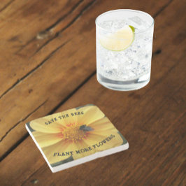 Porta-copo De Pedra Salve as Abelhas Amarelo Dahlia Floral