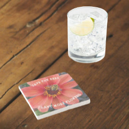 Porta-copo De Pedra Salve as Abelhas Laranja Dahlia Floral