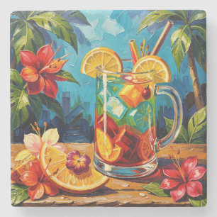 Porta-copo De Pedra Sangria Tropical de Frutas Cítricas