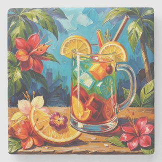 Porta-copo De Pedra Sangria Tropical de Frutas Cítricas