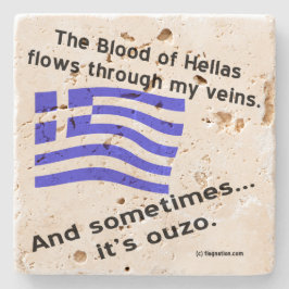 Porta-copo De Pedra Sangue da Hélade Corre Nas Veias Às Vezes Ouzo