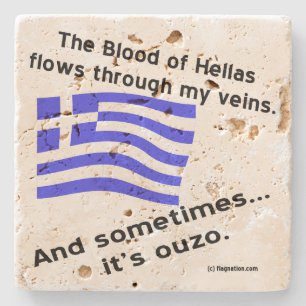 Porta-copo De Pedra Sangue da Hélade Corre Nas Veias Às Vezes Ouzo