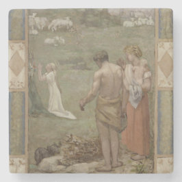 Porta-copo De Pedra Santo Genevieve como a criança na oração por Puvis