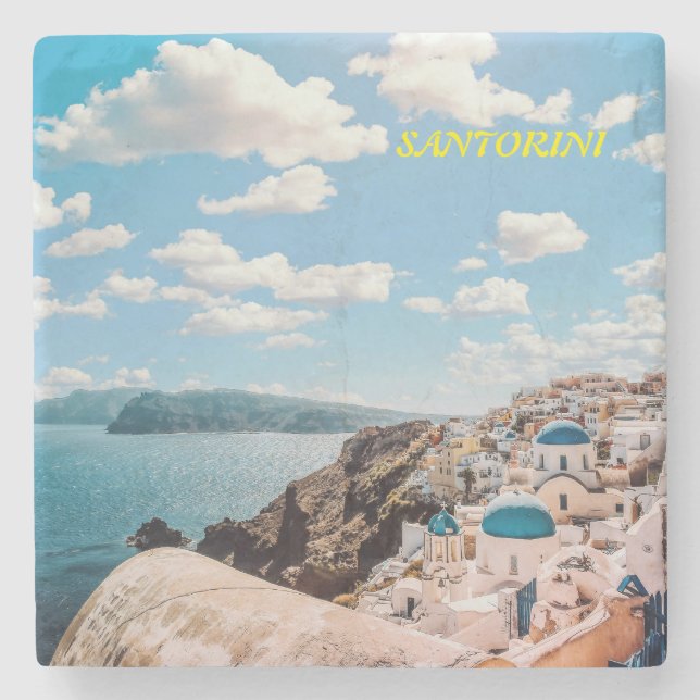 Porta-copo De Pedra Santorini, Grécia Beach House (Frente)