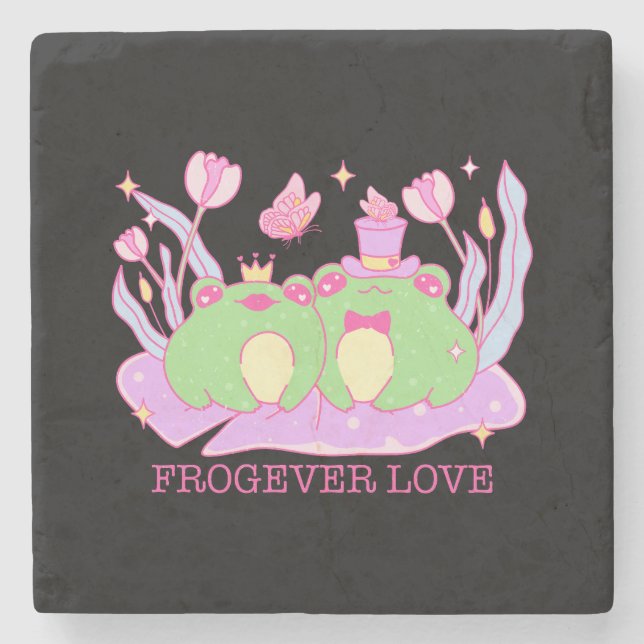 Porta-copo De Pedra Sapo Bonito - Amor Frogever (Frente)
