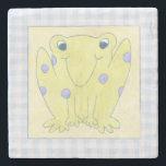 Porta-copo De Pedra Sapo Trio sobre Gingham Cloth<br><div class="desc">Um feliz trio de sapos são os sujeitos desse trabalho de pano de gingham de Megan Meagher. Cuidado,  insetos,  estes sapos estão à caça. Peça sua cópia desta peça incrível hoje!</div>