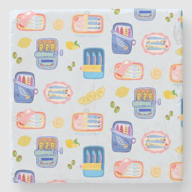 Porta-copo De Pedra Sardines and Lemons (Frente)