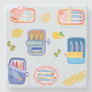 Porta-copo De Pedra Sardinhas e Limões