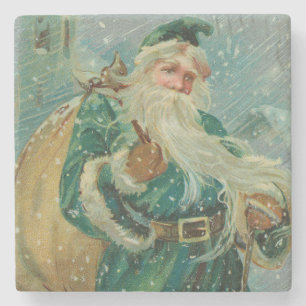 Porta-copo De Pedra Saudações de Natal-Carta Postal Retro do Papai Noe
