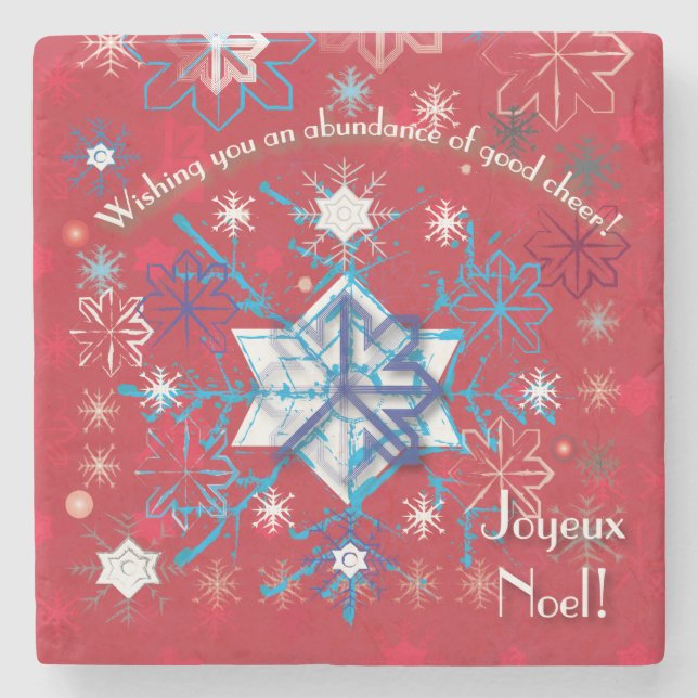 Porta-copo De Pedra Saudações Snowflake I (Frente)