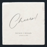 Porta-copo De Pedra Saúde Casamento Personalizado Único Moderno<br><div class="desc">Procurando um favor de casamento único e personalizado que seus hóspedes vão amar? Não vejam mais que essa Porta copos personalizada personalizada de casamentos personalizados modernos! Com uma simples na moda, porém simples, com a palavra "Saúde" em uma letra moderna de escrita de caligrafia, essas portas copos são perfeitas para...</div>