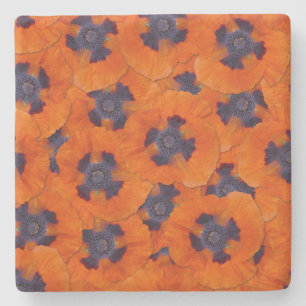 Porta-copo De Pedra Scarlet Orange Poppy Sem Costura