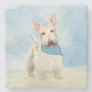 Porta-copo De Pedra Scottish Terrier Wheaten Dog Painting
