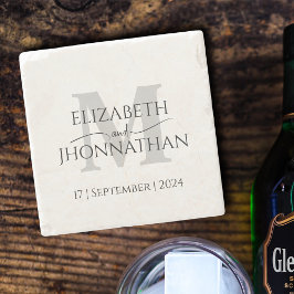 Porta-copo De Pedra Script de Monograma de Cinzas Caseira Minimalista