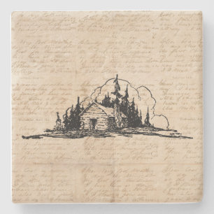 Porta-copo De Pedra Script de Vintage da Floresta Natural de Log Russo